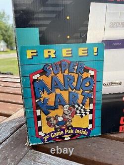 Super Nintendo SNES Console System, Complete In Original Box Mario Kart, Manuals