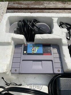 Super Nintendo SNES Console System, Complete In Original Box Mario Kart, Manuals