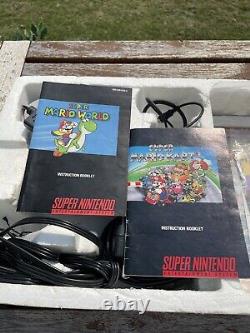 Super Nintendo SNES Console System, Complete In Original Box Mario Kart, Manuals