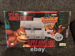 Super Nintendo SNES Console System Donkey Kong Set With Box/Good Condition