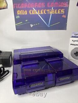 Super Nintendo SNES Console With1 Controllers Cables Tested Works Purple Shell