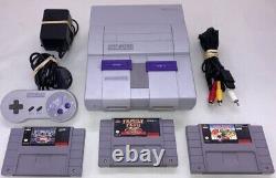 Super Nintendo SNES Console in Excellent Condition with Games and Connections