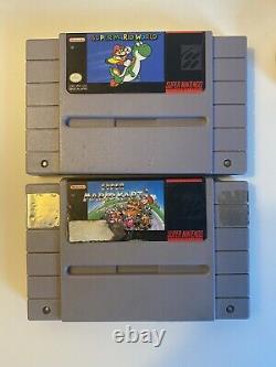 Super Nintendo SNES Console w 2 Controllers & 2 Mario Games. Tested & Working