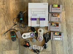 Super Nintendo SNES Console with 2 Controllers, 4 Games, RF Switch, AV RCA SNS-001