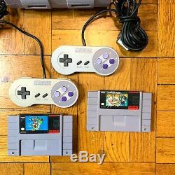 Super Nintendo SNES Console with OEM Controllers + with Mario World & All Stars