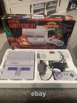Super Nintendo SNES Donkey Kong Set Complete In Box CIB. Clean Console, Works