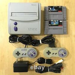 Super Nintendo SNES Mini Jr Console With 2 OEM Controllers 2 Games Tested Cleaned