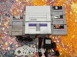 Super Nintendo SNES SNS-001 Console With ASCII Controller, 5 Games & Cables