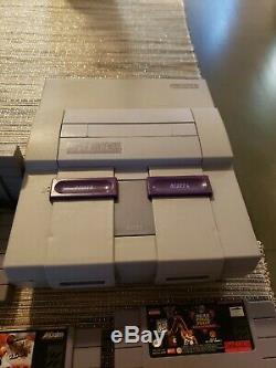 Super Nintendo SNES SNS-001 Console and Cables Tested & Works with 4 games