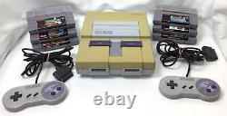 Super Nintendo SNES (SNS-001) Game Console Bundle With 6 Games 2 Controllers READ