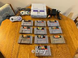 Super Nintendo SNES System Console Bundle 10 Games Contra III Castlevania, Zelda