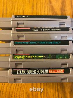 Super Nintendo SNES System Console Bundle 10 Games Contra III Castlevania, Zelda