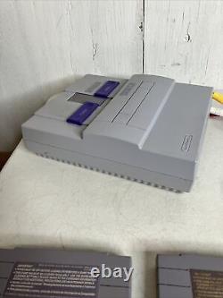 Super Nintendo SNES System Console Bundle With 4 Games Mario Kart 1 Controller