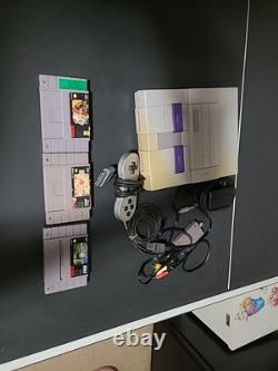 Super Nintendo SNES System Console Bundle With Cables, Controller & 3 Games TESTED