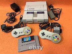 Super Nintendo SNES System Console Mario World Game Controller Bundle Lot Tested