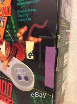 Super Nintendo SNES System Console Set Donkey Kong Country Rare Never Used
