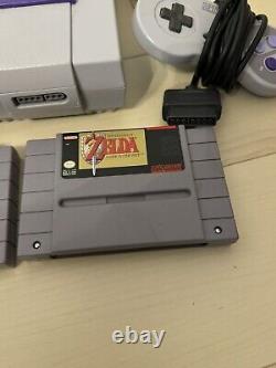 Super Nintendo SNES System Console With OEM Controller Authentic W Zelda & Mario