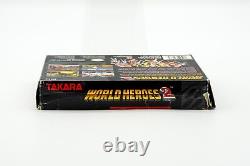 Super Nintendo SNES World Heroes 2 Video Game, Box & Manual Takara 1993 Arcade