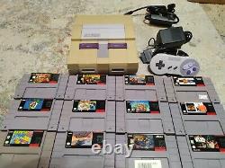 Super Nintendo SNES withGames Lot Of 12, Donkey Kong, Mario Kart, F Zero