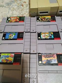 Super Nintendo SNES withGames Lot Of 12, Donkey Kong, Mario Kart, F Zero