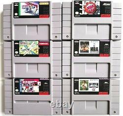 Super Nintendo Snes Game Console Bundle With 2 Controllers & 5 Great Sport Games