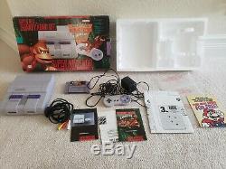 Super Nintendo System SNES Console Donkey Kong Country Set Box dk cib