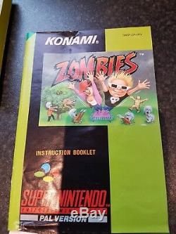 Super nintendo SNES ZOMBIES (PAL) konami 1993 boxed/complete UKV nice & RARE