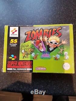 Super nintendo SNES ZOMBIES (PAL) konami 1993 boxed/complete UKV nice & RARE