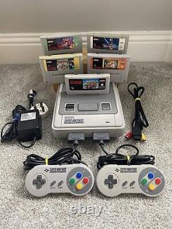 Super nintendo SNES console bundle 2 controller 5 game mario kart All Stars Mint