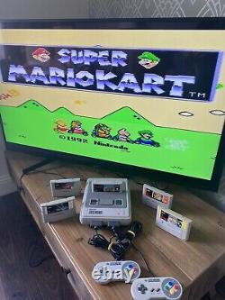 Super nintendo SNES console bundle 2 controller 5 game mario kart All Stars Mint