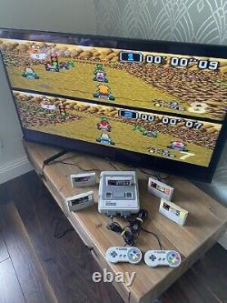 Super nintendo SNES console bundle 2 controller 5 game mario kart All Stars Mint