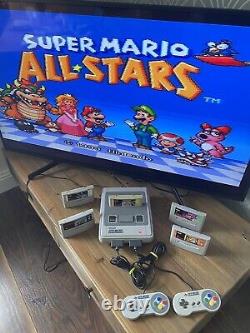 Super nintendo SNES console bundle 2 controller 5 game mario kart All Stars Mint