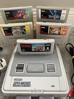 Super nintendo SNES console bundle 2 controller 5 game mario kart All Stars Mint