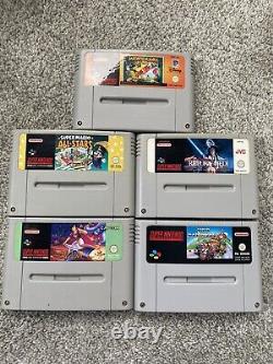 Super nintendo SNES console bundle 2 controller 5 game mario kart All Stars Mint