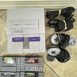 Vintage Super Nintendo SNES Console Bundle 4 Games 2 Controllers & Cords Tested