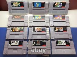 1991 Super Nintendo Snes Lot De 12 Titres Variés Super Mario World, NHL 94 +10