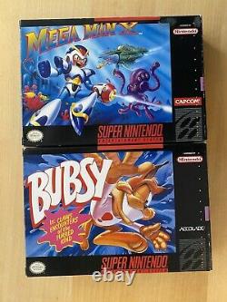 2 Boîtes Mega Man X Bubsy Snes Près De La Menthe Sammlung Lot Super Nintendo Boxes Seulement