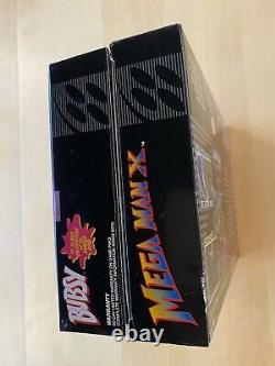 2 Boîtes Mega Man X Bubsy Snes Près De La Menthe Sammlung Lot Super Nintendo Boxes Seulement