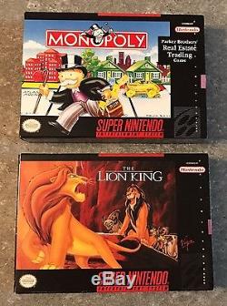 2-cib Snes Jeux Vidéo The Lion King & Monopoly Great Conditionsuper Nintendo
