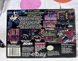 Anxiété de séparation Spiderman Venom Super Nintendo SNES avec affiche de jeu testée