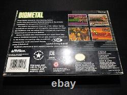 Biometal Authentic Super Nintendo Snes État Exmt+ Complet N Boîte Avec Affiche