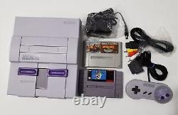 Console SUPER NINTENDO SNES, NETTOYÉE ET TESTÉE, CÂBLES & 2 JEUX, Lire la description