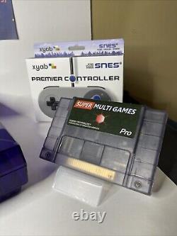 Console Super Nintendo SNES avec 1 manette, câbles, testé et fonctionne coque violette