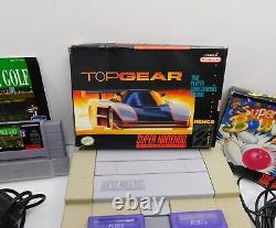 Console Super Nintendo SNES avec 3 jeux Top Gear, Tour Golf, Super Bowling