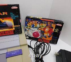 Console Super Nintendo SNES avec 3 jeux Top Gear, Tour Golf, Super Bowling