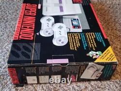 Console Super Nintendo SNES complète dans sa boîte CIB Mario Super Set PROPRE PRESQUE NEUVE