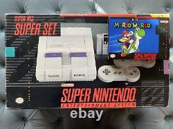 Console Super Nintendo Snes complète dans sa boîte CIB Super Mario World RARE