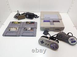 Console de système Super Nintendo SNES avec 4 jeux testés et fonctionnels ! Lire la description.