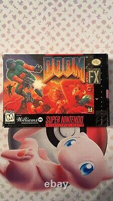 DOOM (SNES Super Nintendo 1995) Complet en Boîte CIB avec Carte d'Enregistrement en Excellent État