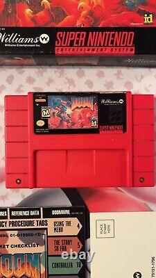 DOOM (SNES Super Nintendo 1995) Complet en Boîte CIB avec Carte d'Enregistrement en Excellent État